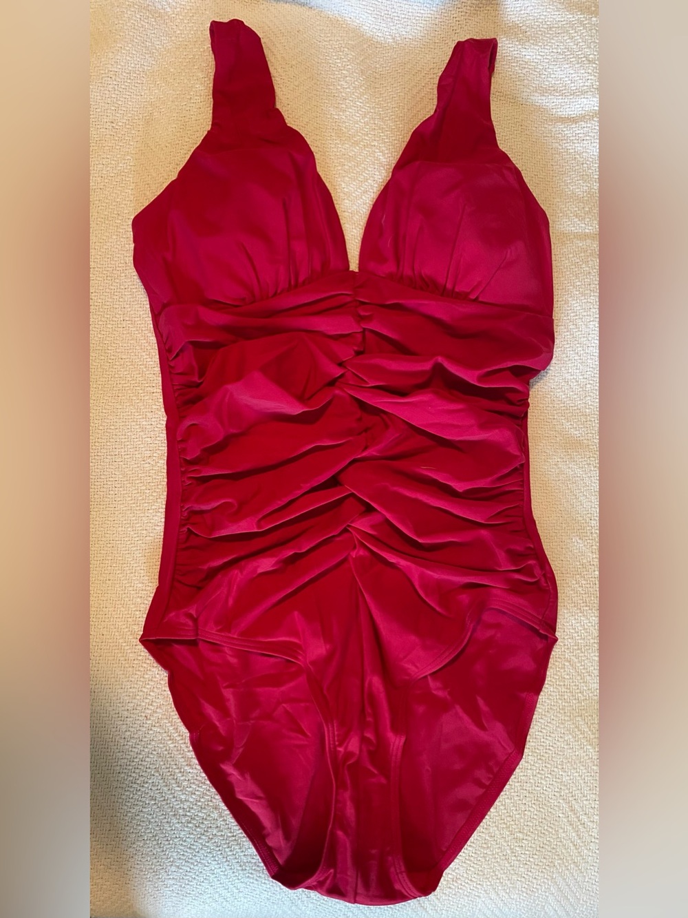NWT Classic Ruched One-Piece Swimsuit in Deep Red